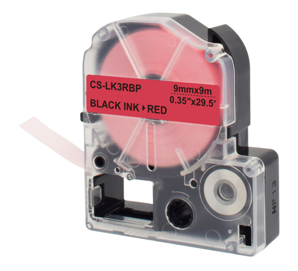 Картридж ленточный Cactus CS-LK3RBP LK-3RBP черный на красном 9x9 для Epson LW300/LW400/LW700/LW600P/LW1000P/K400/Z700/Z900