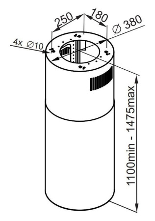 Вытяжка каминная Maunfeld Lee Isla 39 нержавеющая сталь управление: кнопочное (1 мотор)