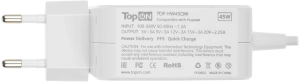 Адаптер TopON TOP-HW45QW автоматический 45W 5V-20V 2.25A от бытовой электросети