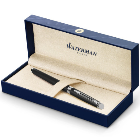 Ручка перьев. Waterman Hemisphere (CWS0920810) Matte Black CT F сталь нержавеющая подар.кор.