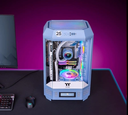 Корпус Thermaltake The Tower 300 Hydrangea голубой без БП miniITX 7x120mm 5x140mm 2xUSB3.0 audio bot