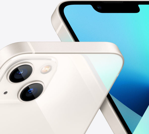 Смартфон Apple A2633 iPhone 13 128Gb 4Gb сияющая звезда моноблок 3G 4G 1Sim 6.1" 1170x2532 iOS 16 12Mpix 802.11 a/b/g/n/ac/ax NFC GPS GSM900/1800 GSM1900 TouchSc Protect