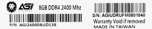 Память DDR4 8Gb 2400MHz AGi AGI240008UD138 UD138 RTL PC4-19200 CL17 DIMM 288-pin 1.2В Ret