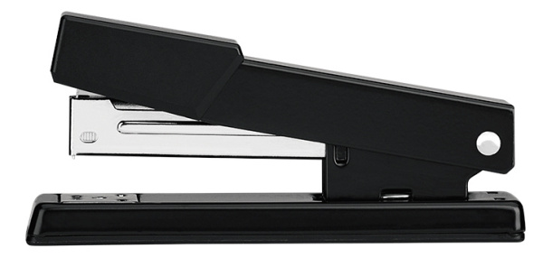 Степлер Deli E0423 Essential 26/6 23/6 (25листов) встроенный антистеплер черный 100скоб металл