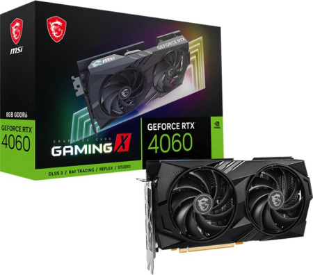 Видеокарта MSI PCI-E 4.0 RTX 4060 GAMING X 8G NV RTX4060 8Gb 128bit GDDR6 2595/17000/HDMIx1/DPx3/HDC
