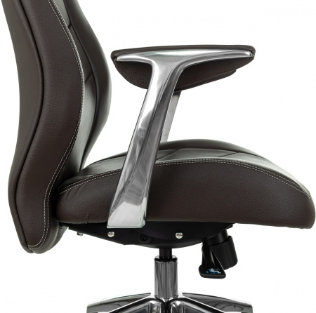 Кресло руководителя Бюрократ _Zen коричневый кожа крестов. алюминий