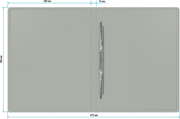 Папка метал.пруж.скоросш. Бюрократ -PZ05PGREY A4 пластик 0.5мм торц.наклейка серый