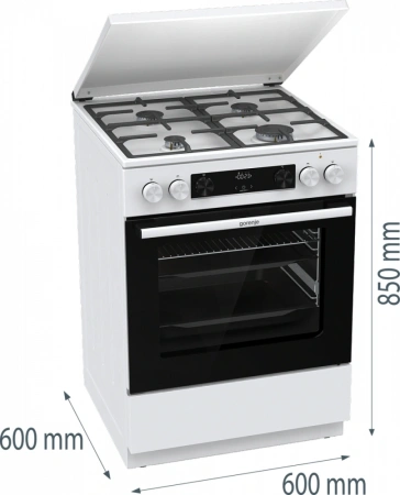 Плита Комбинированная Gorenje GKS6C71WF белый (металлическая крышка) реш.чугун