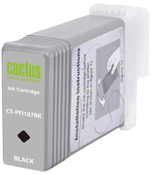 Картридж струйный Cactus CS-PFI107BK PFI-107BK черный (130мл) для Canon IP iPF670/iPF680/iPF685/iPF770/iPF780/iPF785/