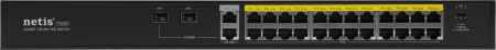 Коммутатор Netis P124GH (L2) 24x100Мбит/с 2x1Гбит/с 1xКомбо(1000BASE-T/SFP) 1SFP 24PoE 24PoE+ 360W н