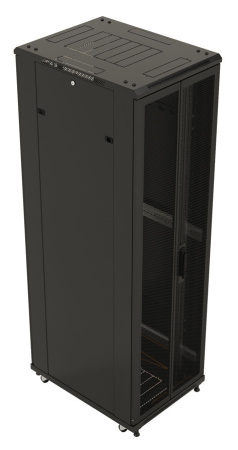 Шкаф коммутационный Hyperline (TTB-4266-DD-RAL9004) напольный 42U 600x600мм пер.дв.перфор. задн.дв.перфор. 2 бок.пан. 800кг черный 510мм 2055мм IP20 сталь