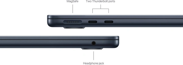 Ноутбук Apple MacBook Air A3113 M3 8 core 16Gb SSD512Gb/10 core GPU 13.6" Liquid Retina (2560x1664) Mac OS midnight WiFi BT Cam (MXCV3LL/A)