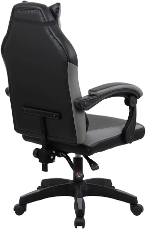 Кресло игровое Оклик Spirit черный/серый ПВХ/полиуретан с подголов. крестов. пластик черный