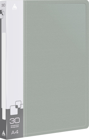 Папка с 30 прозр.вклад. Бюрократ -BPV30GREY A4 пластик 0.65мм торц.карм с бум. встав серый