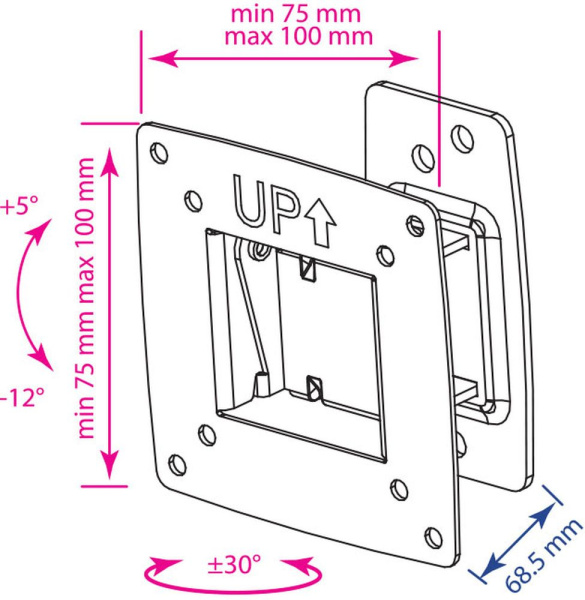 Кронштейн для телевизора Kromax OPTIMA-102 черный 10"-28" макс.25кг настенный поворот и наклон