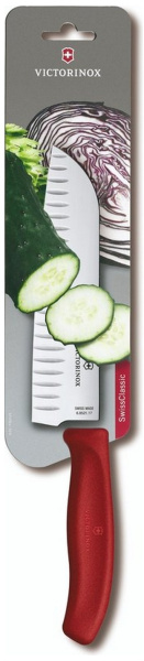 Нож кухонный Victorinox Swiss Classic (6.8521.17B) стальной сантоку лезв.170мм прямая заточка красный блистер