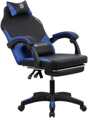 Кресло игровое Оклик Cooldown черный/синий сиденье черный/синий искусст.кожа/сетка с подголов. крест