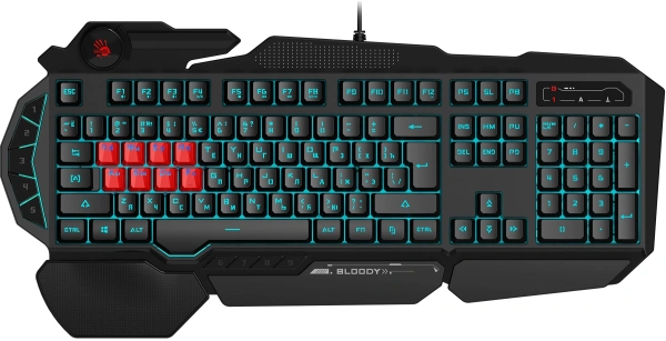 Клавиатура A4Tech Bloody B318 черный USB Multimedia for gamer LED (подставка для запястий)
