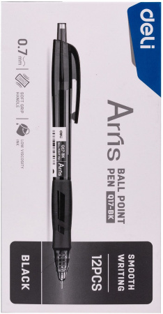 Ручка шариков. автоматическая Deli Arris EQ17-BK черный d=0.7мм черн. черн. резин. манжета