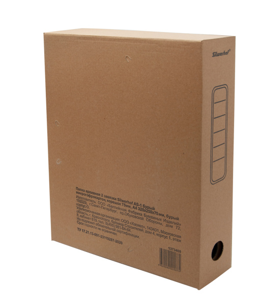 Папка архивная 2 завязки Silwerhof ПАЗ-75БУРЫЙ микрогофрокартон корешок 75мм 250x325x75мм бурый