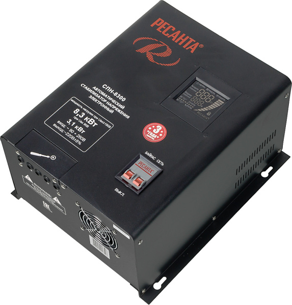 Стабилизатор напряжения Ресанта СПН-8300 однофазный черный (63/6/27)