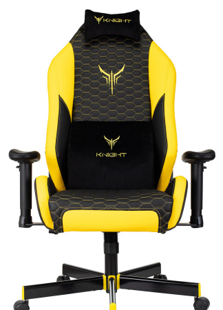 Кресло игровое Knight Neon черный/желтый соты эко.кожа с подголов. крестов. металл