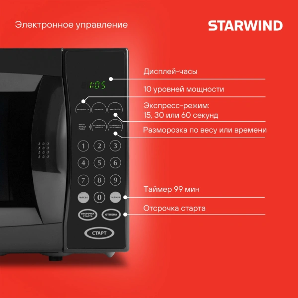 Микроволновая Печь Starwind SMW5020 20л. 700Вт черный
