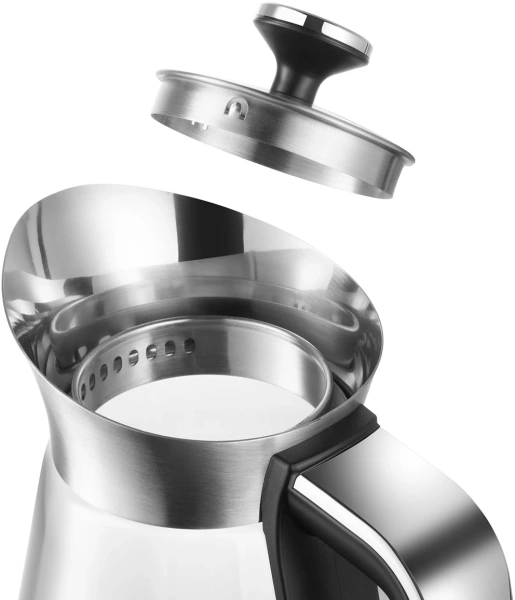 Чайник электрический Redmond KG222 1.5л. 2200Вт серебристый/черный корпус: стекло/сталь