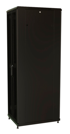 Шкаф коммутационный WRline (WR-TT-2266-DD-RAL9004) напольный 22U 600x600мм пер.дв.перфор.2ств. задн.дв.перфор.2-хст. 2 бок.пан. направл.под винты 800кг черный 510мм 1166мм IP20 сталь
