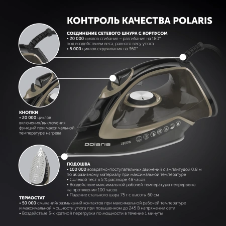 Утюг Polaris PIR 2821AK 2800Вт черный/золотистый