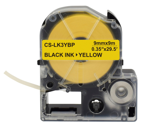 Картридж ленточный Cactus CS-LK3YBP LK-3YBP черный на желтом 9x9 для Epson LW300/LW400/LW700/LW600P/LW1000P/K400/Z700/Z900