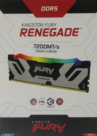 Память DDR5 16GB 7200MHz Kingston KF572C38RSA-16 Fury Renegade Black RGB RTL Gaming PC5-57600 CL38 D