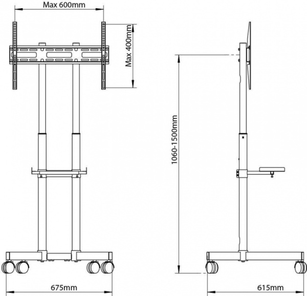 Подставка для телевизора Arm Media PT-STAND-7 черный 32"-80" макс.50кг напольный фиксированный