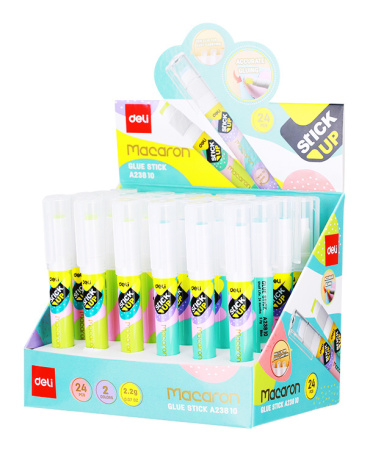 Клей-карандаш Deli EA23810 2.2гр/прозрачный дисплей картонный цветной Macaron