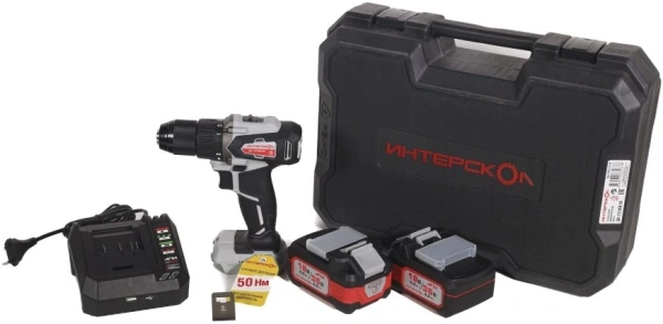 Дрель-шуруповерт Интерскол ДА-13/36В 50 аккум. патрон:быстрозажимной (кейс в комплекте) (851.2.2.70)
