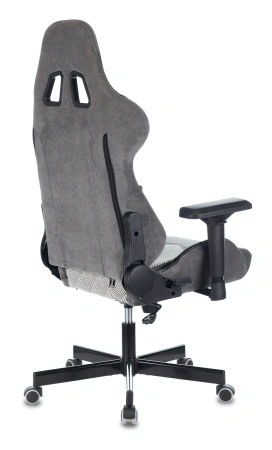 Кресло игровое Zombie VIKING 7 KNIGHT Fabric серый Loft ромбик текстиль/эко.кожа с подголов. крестов. металл
