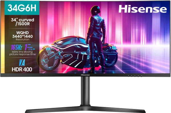 Монитор Hisense 34" 34G6H VA WQ чер 1ms HDMI DP HAS Piv 165Hz 400cd Ex Cur