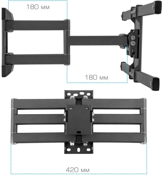 Кронштейн для телевизора Kromax CORBEL-10 титан 22"-75" макс.32кг настенный поворот и наклон