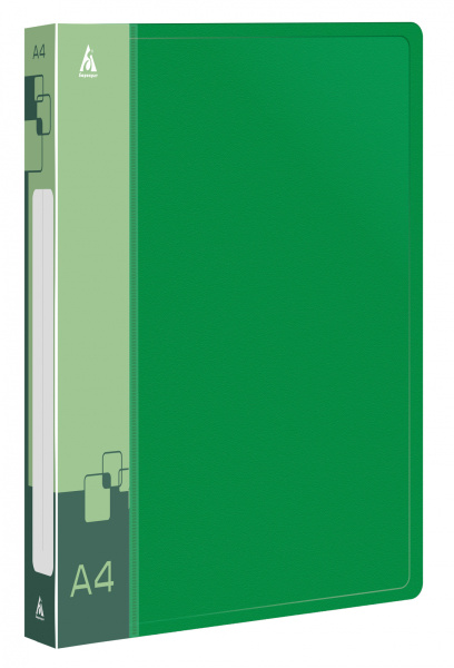 Папка на 4-х кольцах Бюрократ -0818/4RGRN A4 пластик 0.7мм кор.18мм внутр. с вставкой зеленый