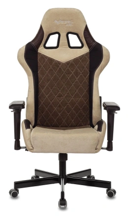 Кресло игровое Zombie VIKING 7 KNIGHT Fabric коричневый/бежевый текстиль/эко.кожа с подголов. крестов. металл