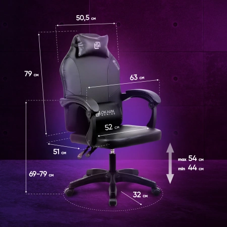 Кресло игровое Оклик Spirit черный сиденье черный с подголов. крестов. пластик черный пластик черный