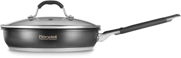 Сковорода Rondell Stern RDS-1264 круглая 26см покрытие: Excalibur ручка несъемная (с крышкой) серый