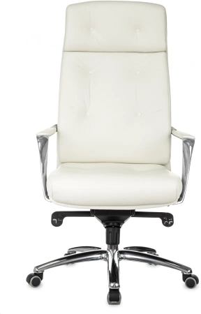 Кресло руководителя Бюрократ _DAO белый кожа крестов. алюминий