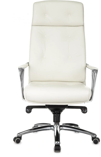 Кресло руководителя Бюрократ _DAO белый кожа крестов. алюминий