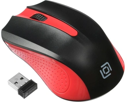 Мышь Оклик 485MW черный/красный оптическая (1200dpi) беспроводная USB для ноутбука (3but)