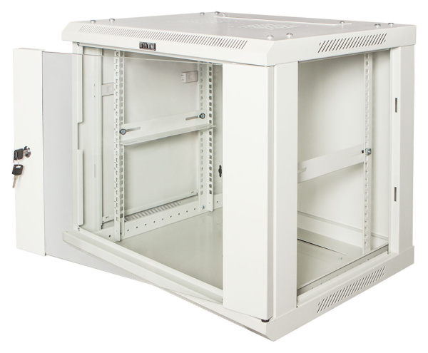 Шкаф коммутационный Lanmaster (TWT-CBWPG-9U-6X4-GY) настенный 9U 600x400мм пер.дв.стекл 60кг серый
