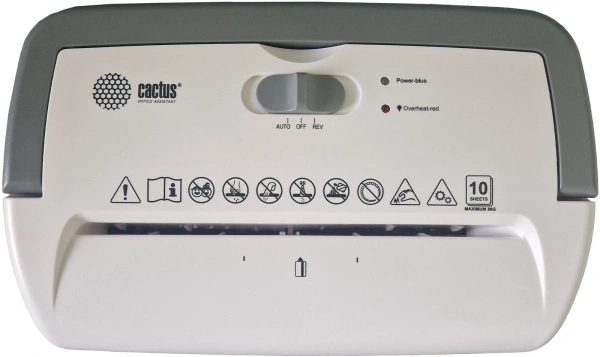 Шредер Cactus CS-SH-C3 белый (секр.P-4)/перекрестный/8лист./13лтр./скрепки/скобы/пл.карты