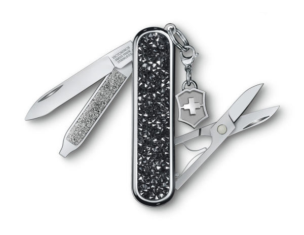 Нож перочинный Victorinox Classic Brilliant Crystal (0.6221.35) 58мм 5функц. черный/серебристый подар.коробка