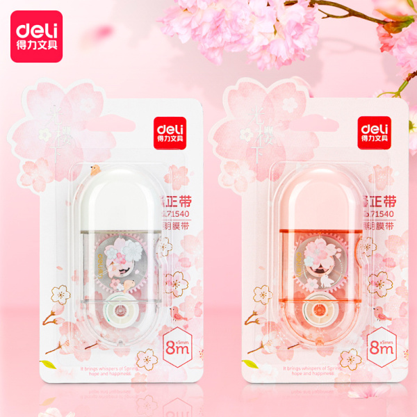 Лента коррект. Deli 71540 8мх5мм ассорти корпус белый блистер