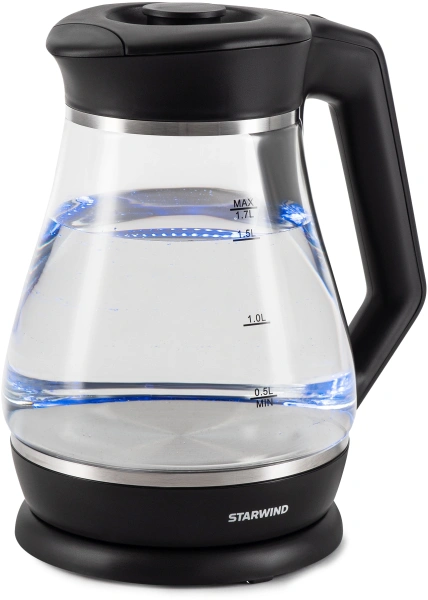 Чайник электрический Starwind SKS2035 1.7л. 2200Вт черный корпус: стекло/пластик